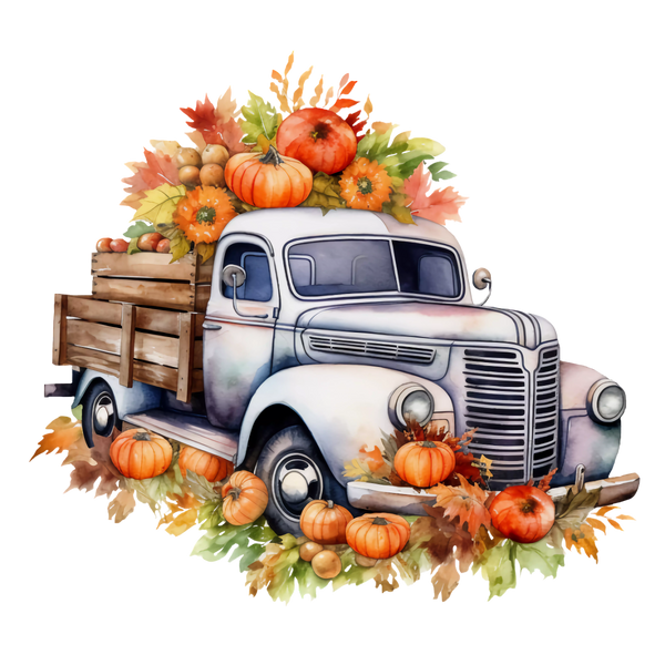 Pumpkin & Leaves Truck Print