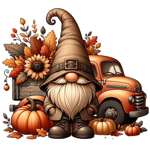 Rustic Orange Truck Gnome Print