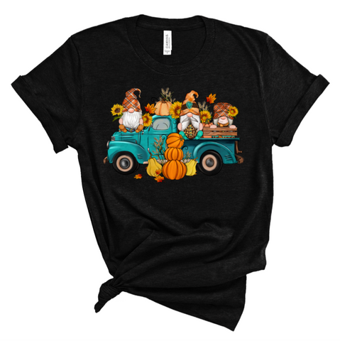 Teal Truck Pumpkin Gnomes Print