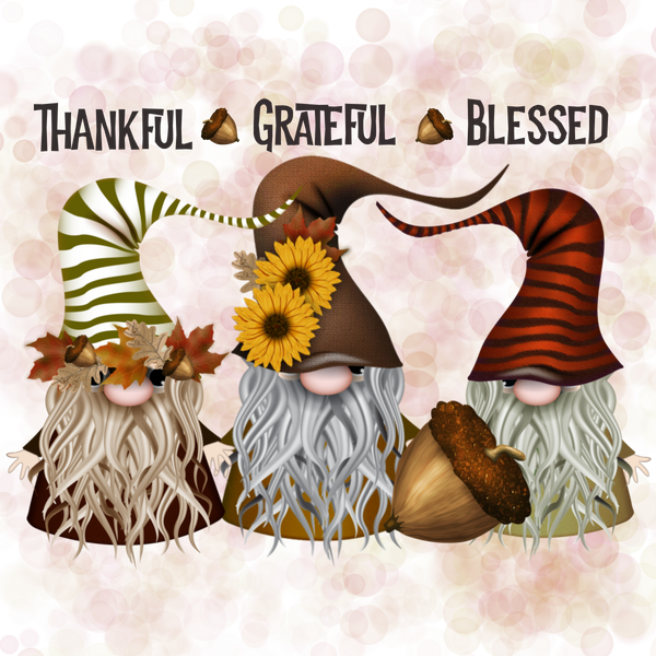 Thankful Grateful Blessed Gnomes Print