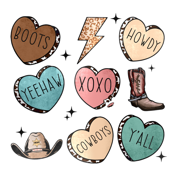 Country Conversation Hearts Print