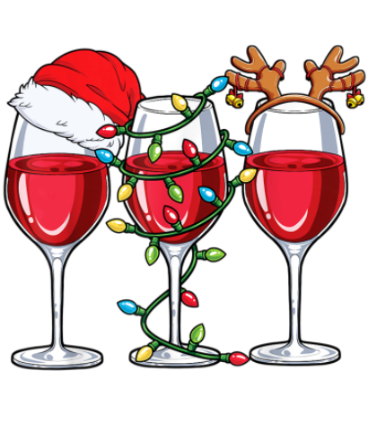 Christmas Light Wine Glasses Print