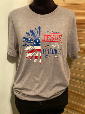 Loves Jesus & America Too Tee