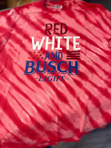 Red White and Busch TieDye Tee