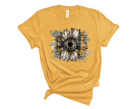 Mustard Plaid Sunflower Print