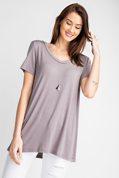 Plus Basic Short Sleeve V neck Top