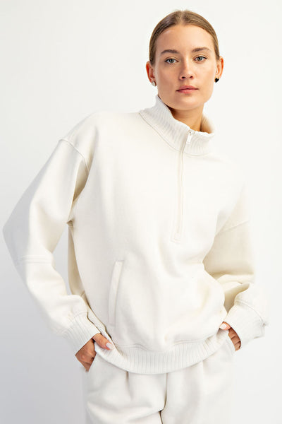 Rae Mode Textured Sleeve 1/4 Zip