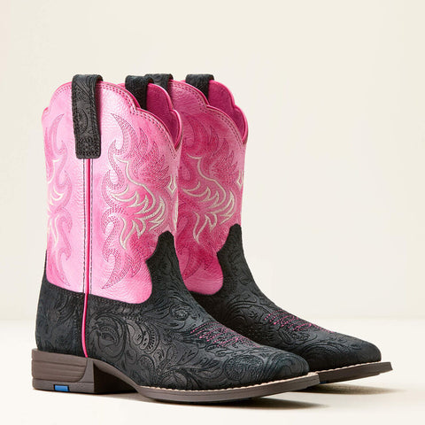 Girl's Ariat Outrider Black Floral Embossed Boot