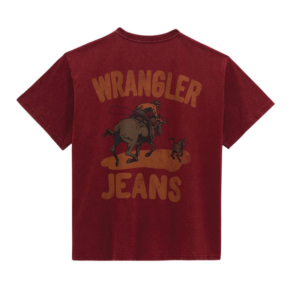 Ladies Pomegranate Wrangler Retro® Graphic Short Sleeve T-Shirt - Girlfriend Fit