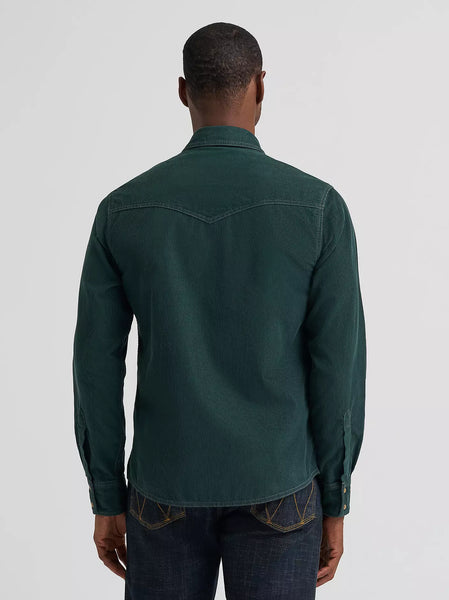 Wrangler Retro® Premium Western Snap Corduroy Shirt Dark Green