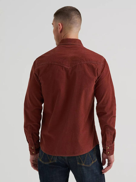 Wrangler Retro® Premium Western Snap Corduroy Shirt in Red