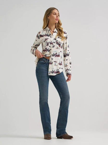 Women's Wrangler Bold Bucking Cowboy Sierra Snap Shirt