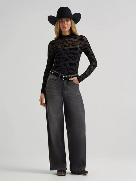 Women's Wrangler Sheer Mock Neck Top