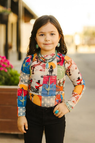 Girl's Pattern Mesh Tops