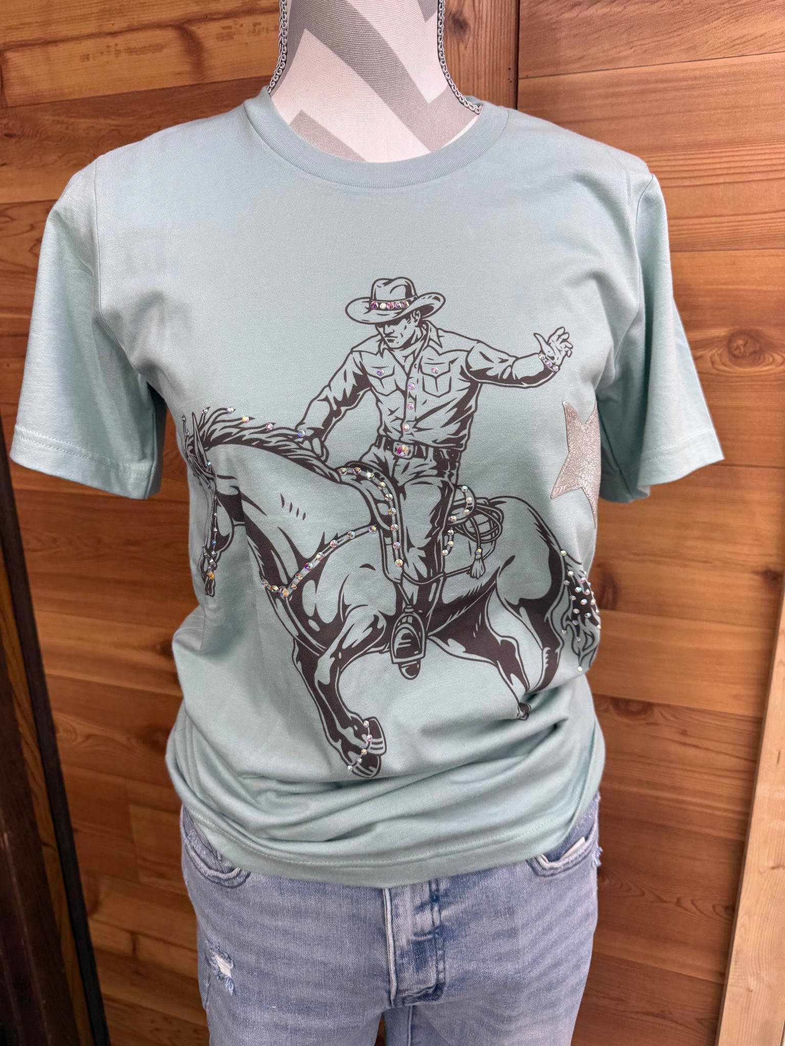 Queen Gypsy Rhinestone Bucking Bronc Tee – Sparkle City Apparel Design