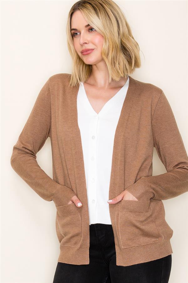 Camel Layered Contrast Cardigan