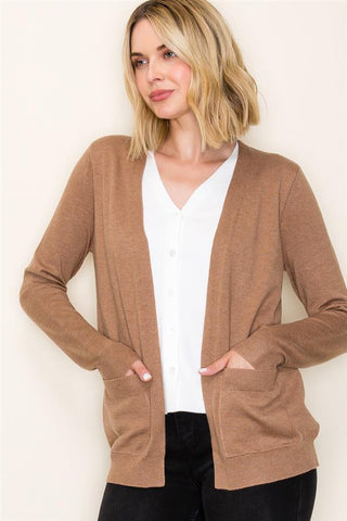 Camel Layered Contrast Cardigan
