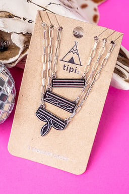 Boot Stitch Triple Necklace