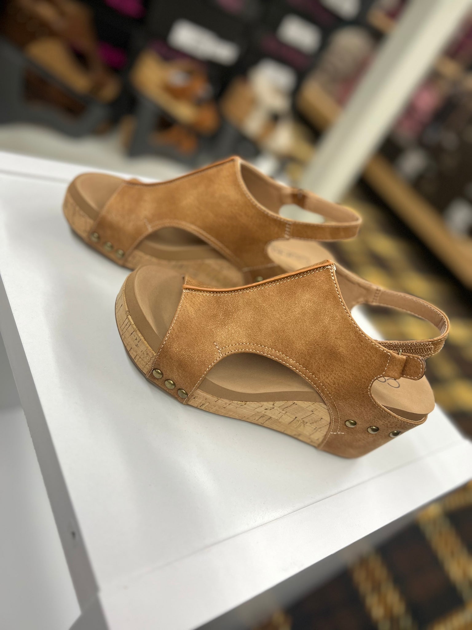 Carley Cognac Metallic Wedge
