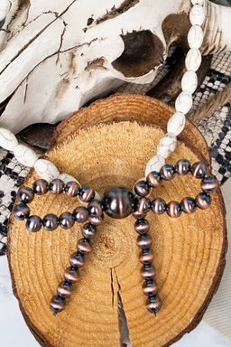 Clayborne Copper Pearl Bow Necklace