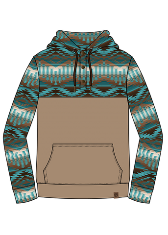 Men's Rock & Roll Aztec Color Block Hoodie