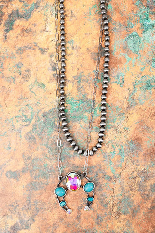 Burnished Silvertone Turquoise Stalbridge Naja Layered Necklace