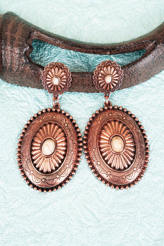 Carolee Concho White and Coppertone Earrings