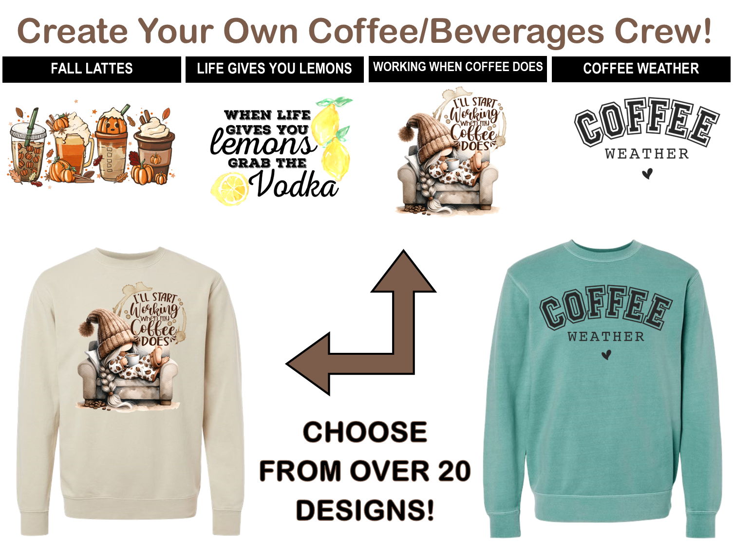 Coffee/Beverages Create-Your-Own Crewneck