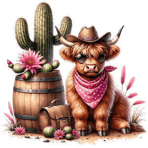 Pink Cactus Cow T-Shirt Print