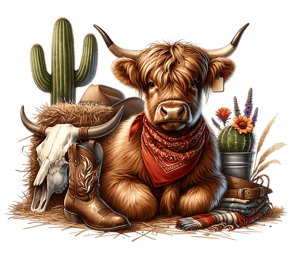 Red Cactus Cow T-Shirt Print