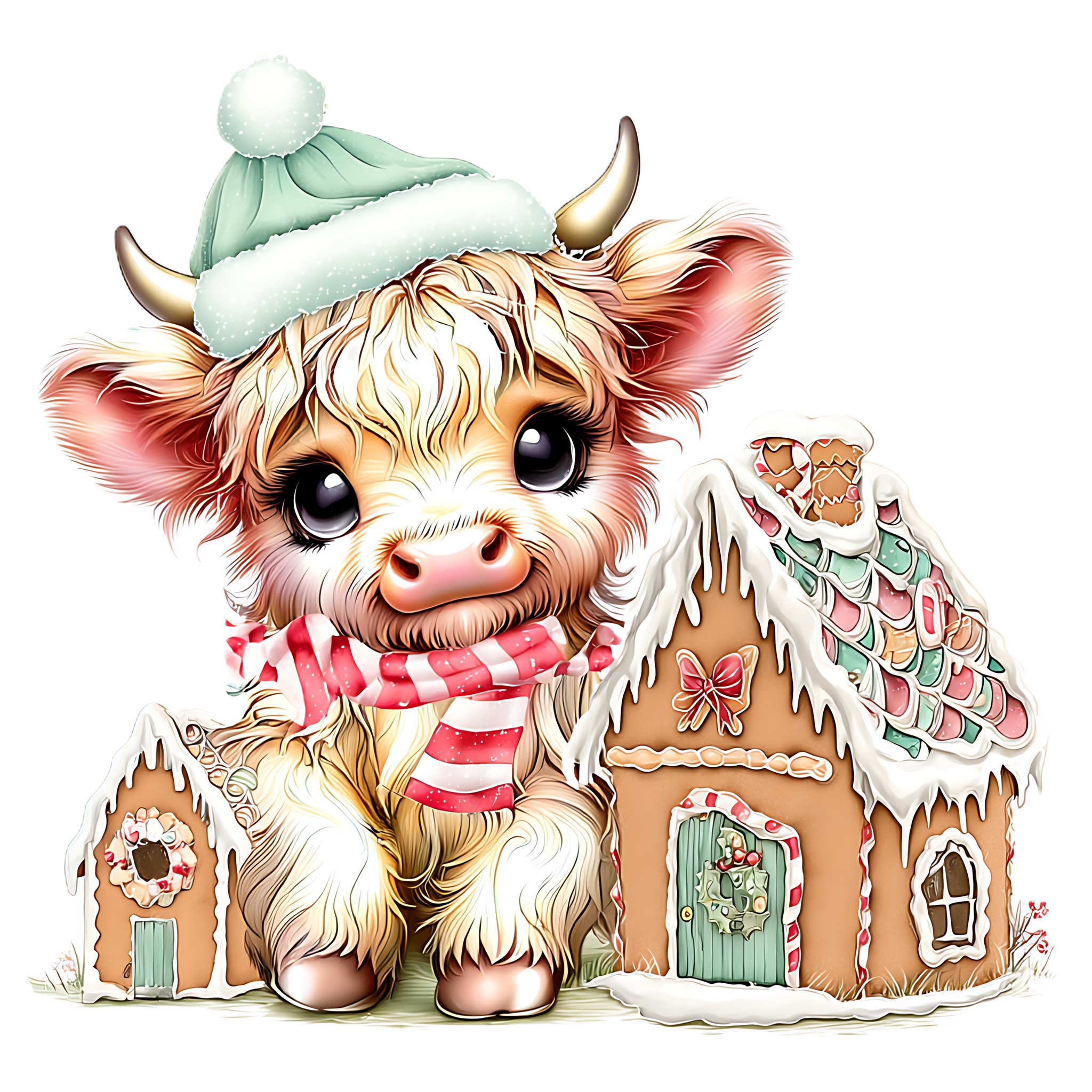 Youth Christmas Gingerbread Cow Tee