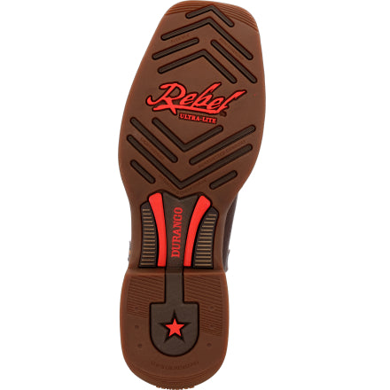 Men's Durango® Rebel™ Ultra-Lite Coffee/Sangria Red Western Boot