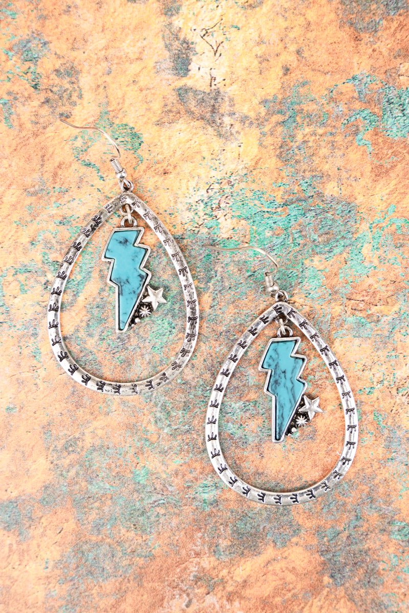 Duncan Turquoise Teardrop Lightning Bolt Earrings