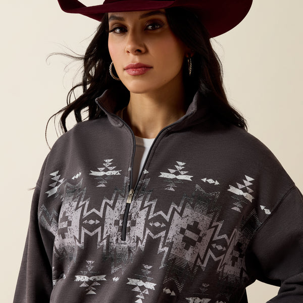 Ariat Women's Fern Black Acid Wash 1/2 Zip Sweatshirt