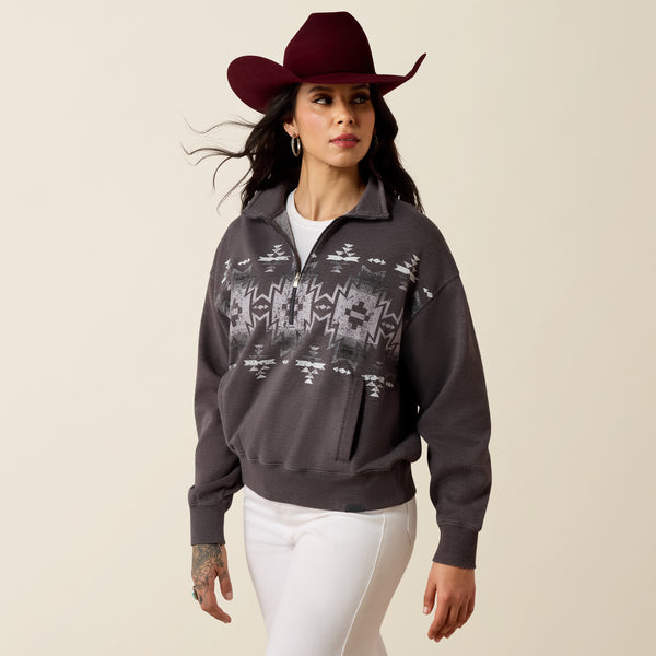 Ariat Women's Fern Black Acid Wash 1/2 Zip Sweatshirt