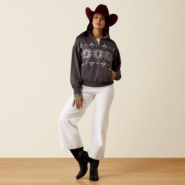 Ariat Women's Fern Black Acid Wash 1/2 Zip Sweatshirt