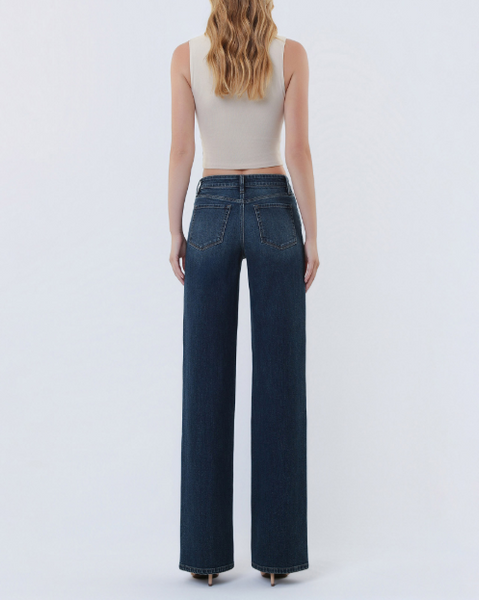 Flying Monkey Mid Rise Dark Wash Wide Leg Denim