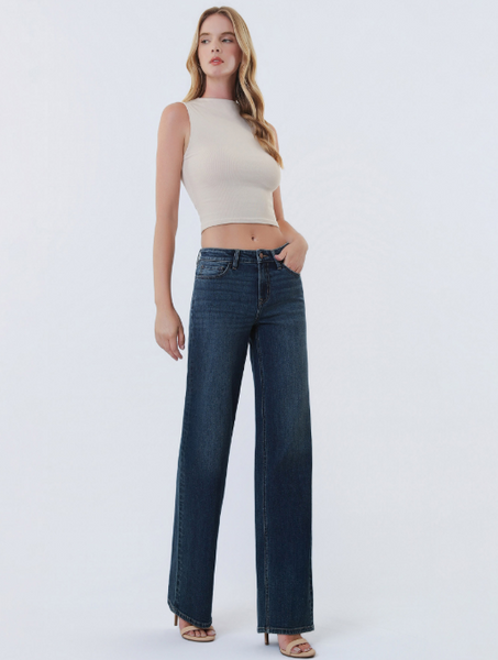 Flying Monkey Mid Rise Dark Wash Wide Leg Denim