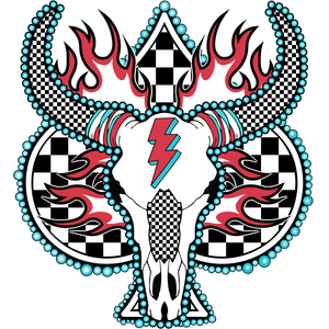 Flame Checkered Skull Print
