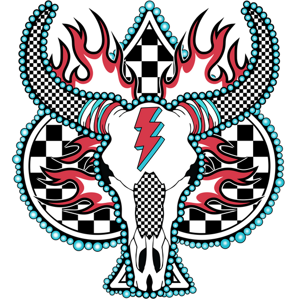 Flame Checkered Skull Print