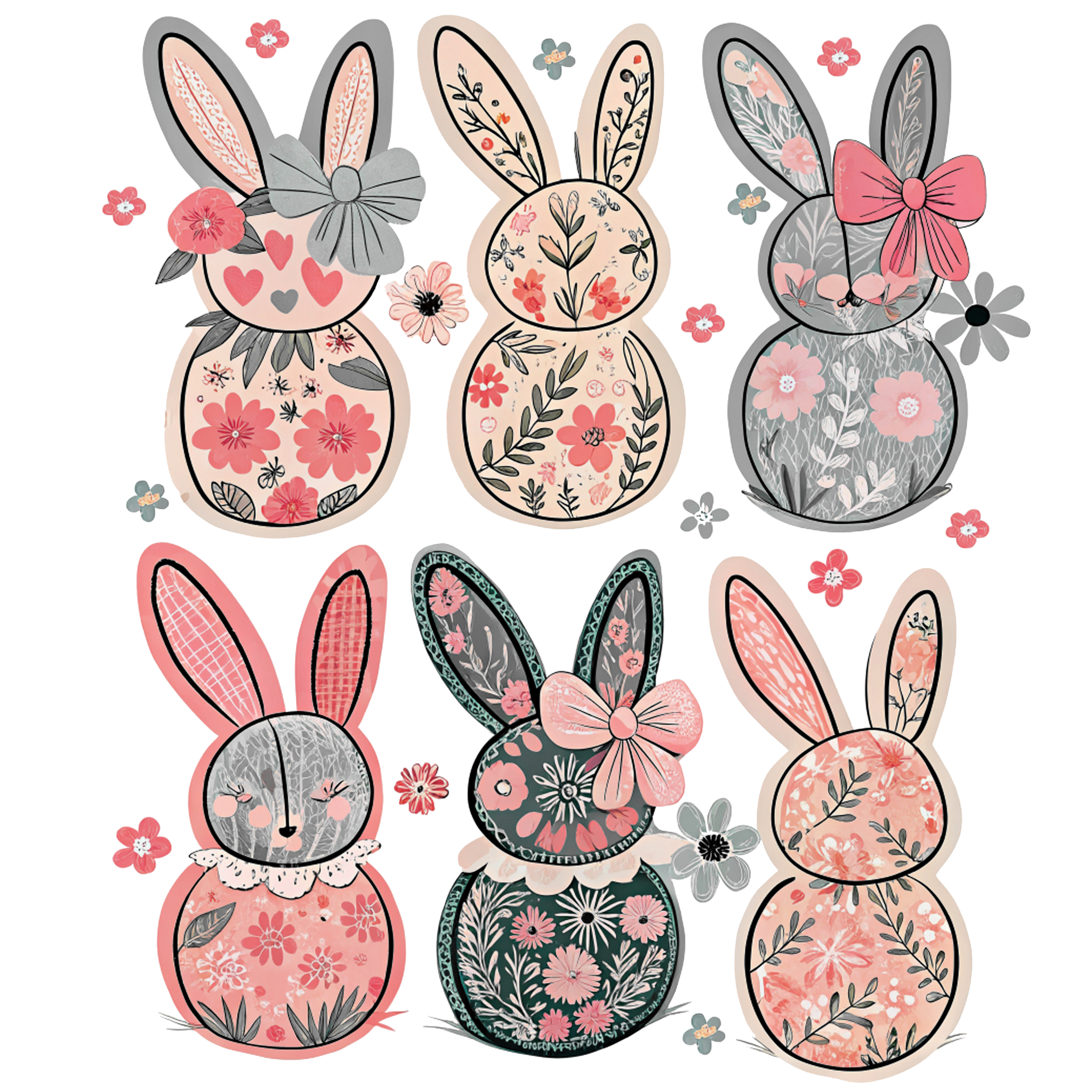Floral Bunnies T-Shirt Print