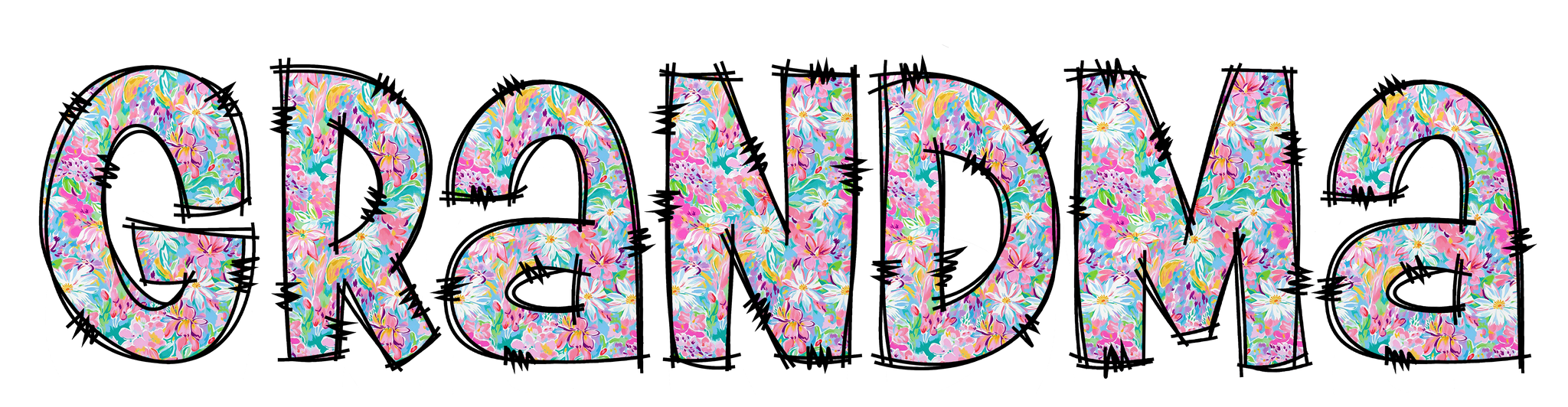 Floral Grandma Stitch Print