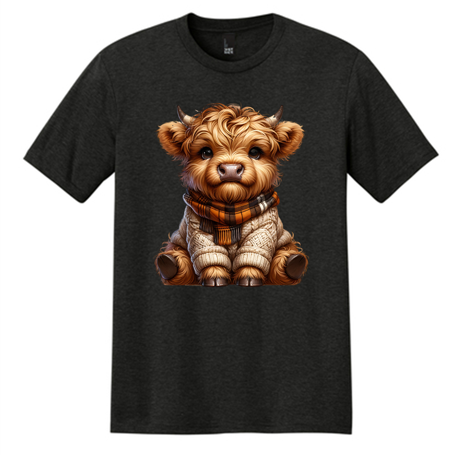 Plaid Scarf Sweater Baby Cow Tee