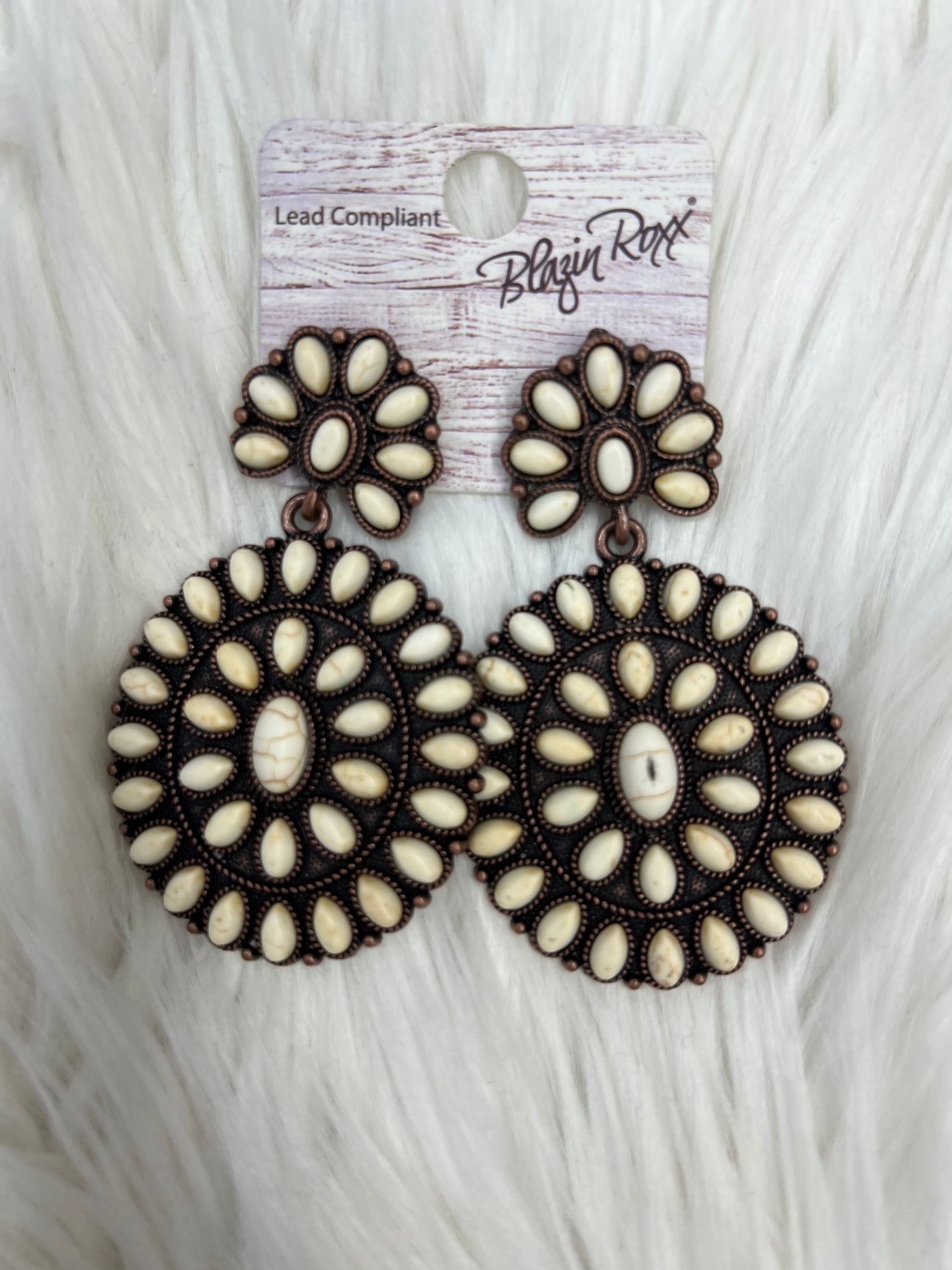 Ivory/Copper Concho Earrings