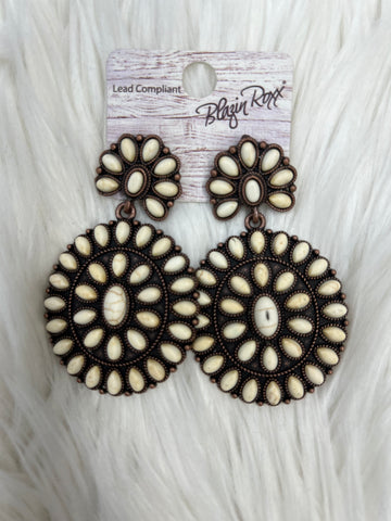 Ivory/Copper Concho Earrings