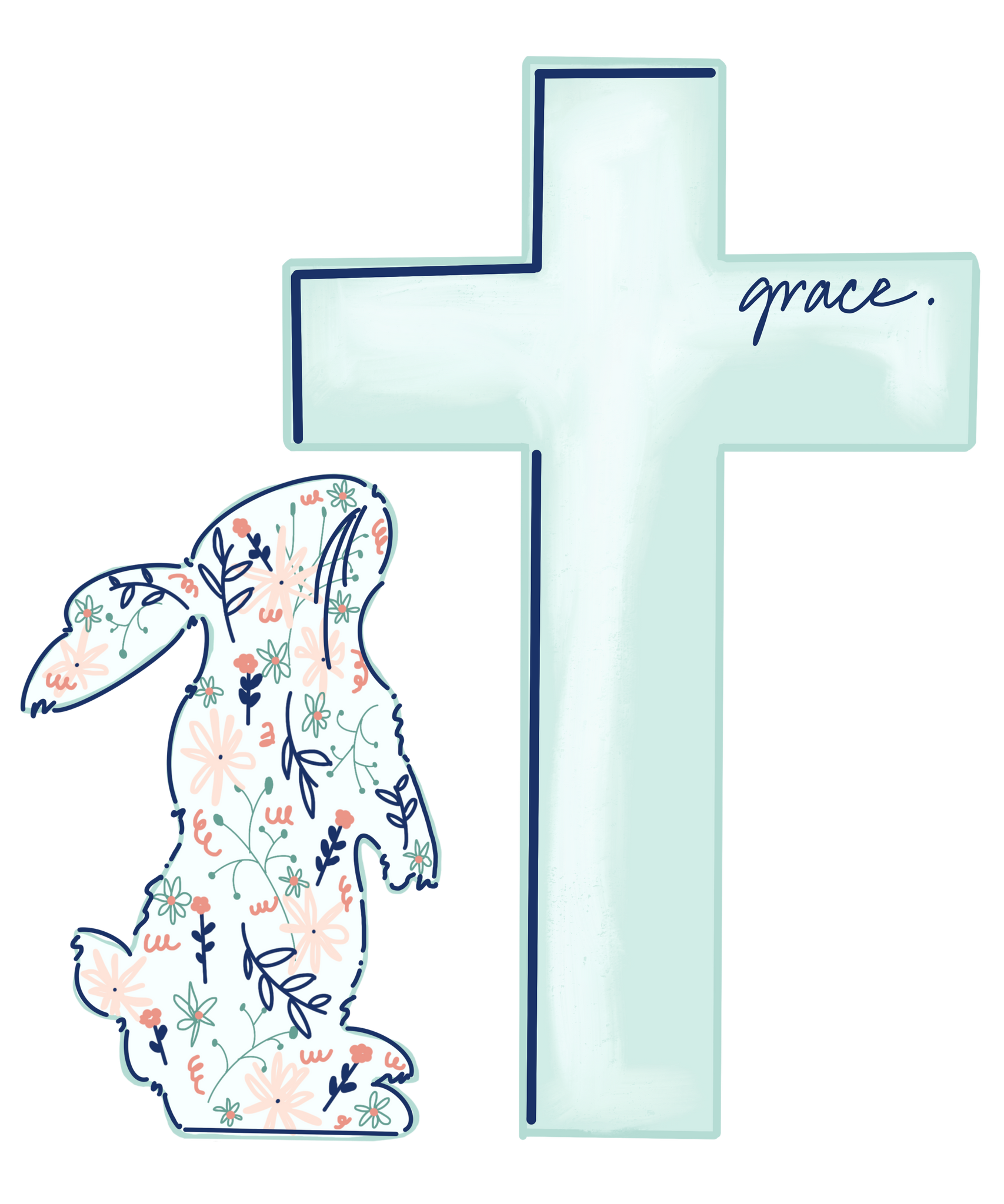 Grace Floral Rabbit Print