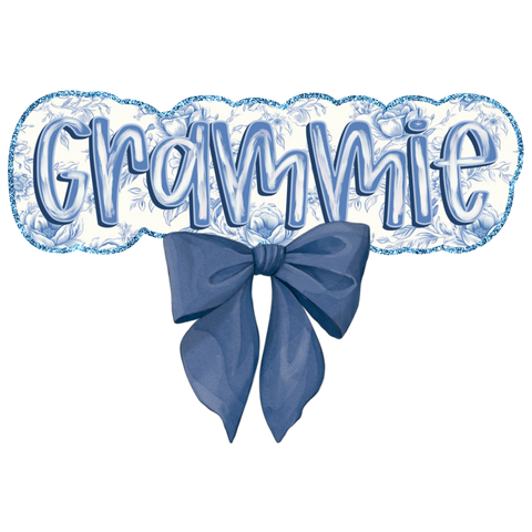 Blue Bow Grammie T-Shirt Print