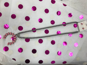 Viola Pink Fairlane Silver Pearl Necklace and Earring Set