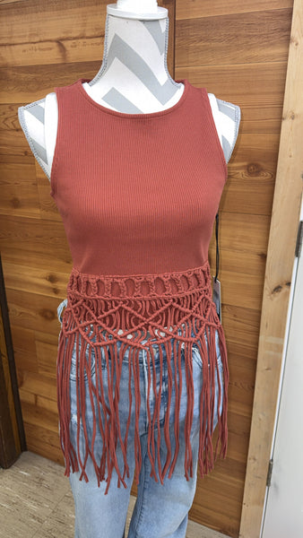 Ladies Rock & Roll Macrame Fringe Tank