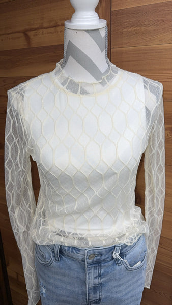Scalloped Stretchy Mesh Top